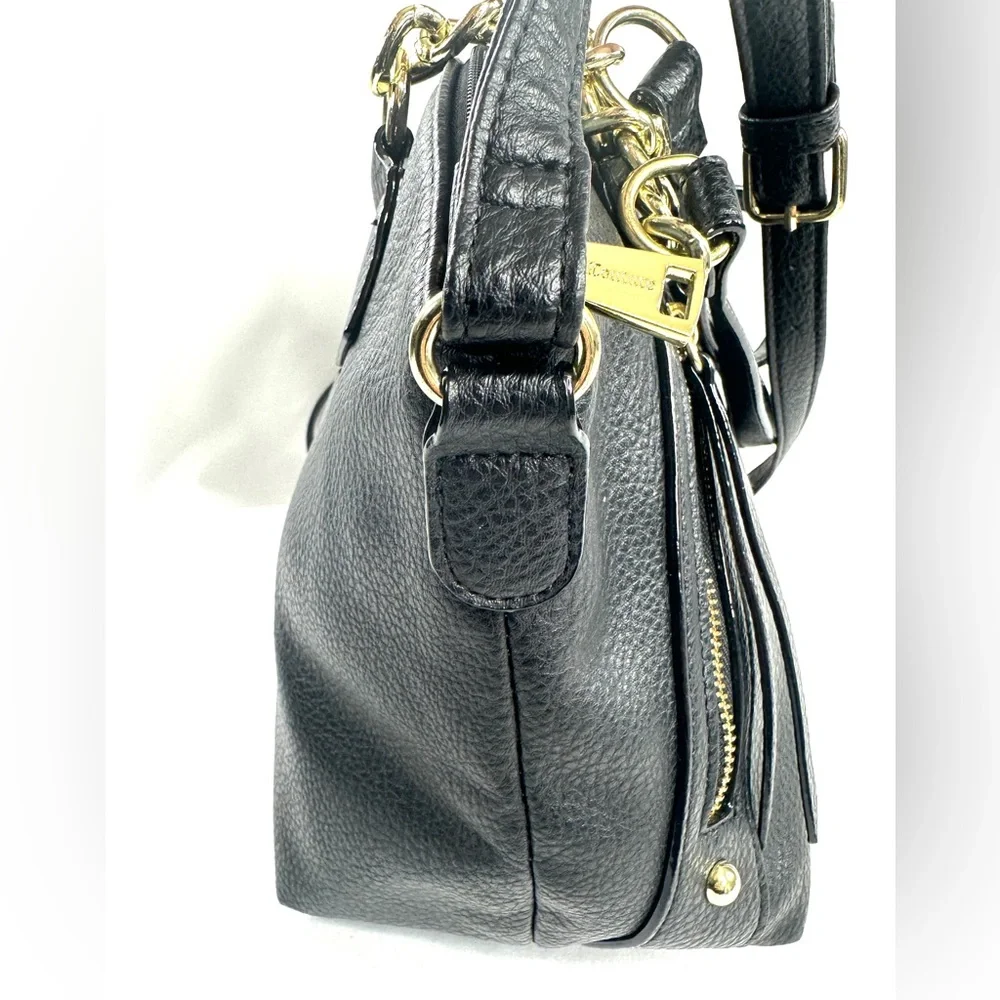 Juicy Couture Black Faux Leather Medium Shoulder Bag Goldtone Chain Strap - Picture 7 of 12